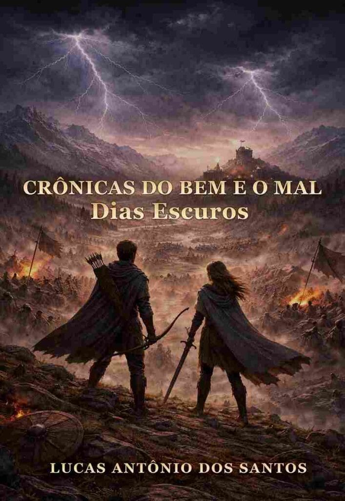 Capa do livro de fantasia Crônicas do Bem e o Mal Dias Escuros Lucas Antônio Capa do livro de fantasia Crônicas do Bem e o Mal Dias Escuros Lucas Antônio